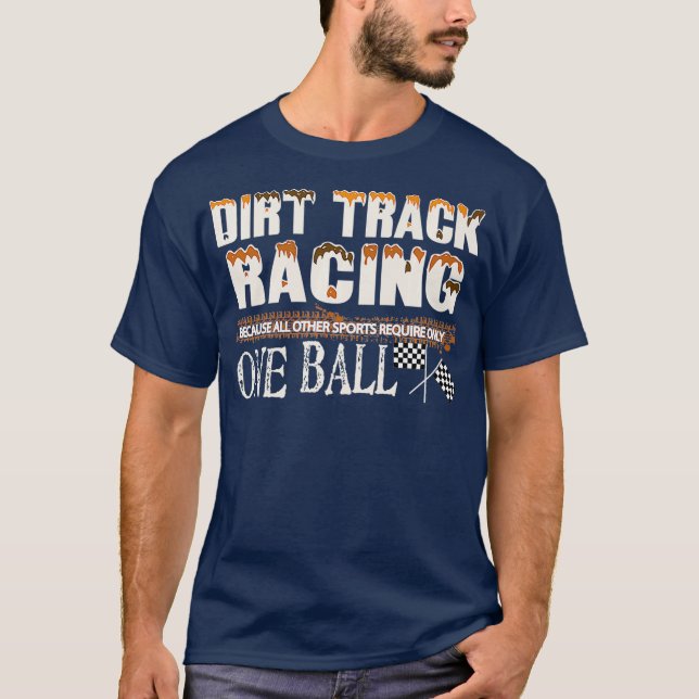Dirt Track Racing Race Flag Funny Mud Design T-Shirt (Front)