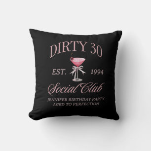 Dirty 30 Coquette Martini With a Bow  Throw Pillow