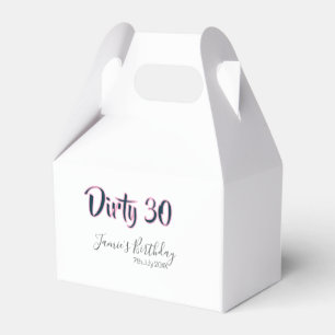Dirty 30 happy birthday name date pink gray callig favor box
