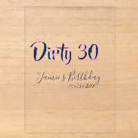 Dirty 30 happy birthday name date pink grey callig