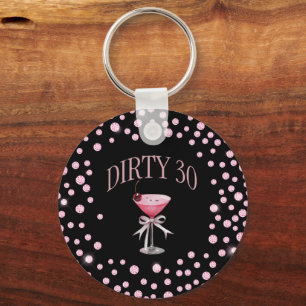 Dirty 30 Pink Coquette Customize Name  Keychain