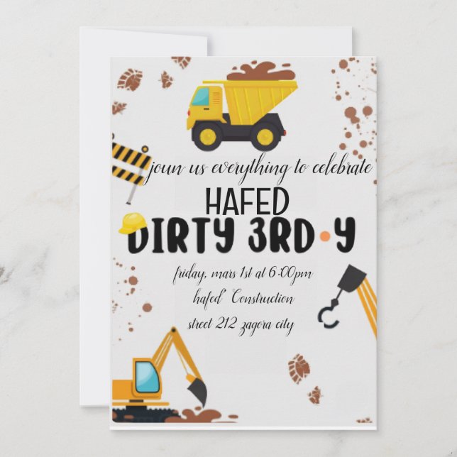 Dirty 3e année Troisième anniversaire Invitation (Devant)