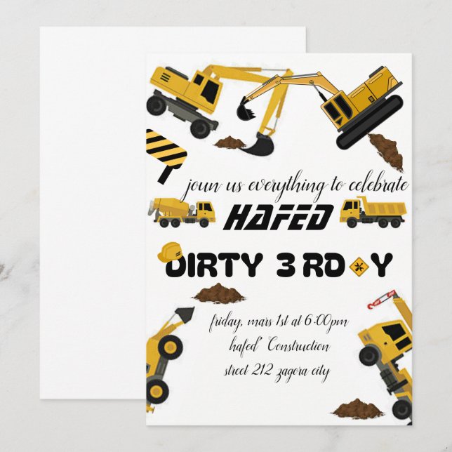 Dirty 3e année Troisième anniversaire Invitation (Devant / Derrière)