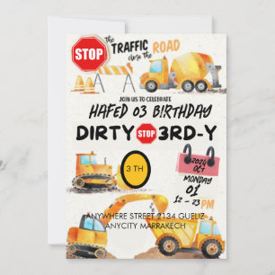 Dirty 3e année Troisième anniversaire Invitation