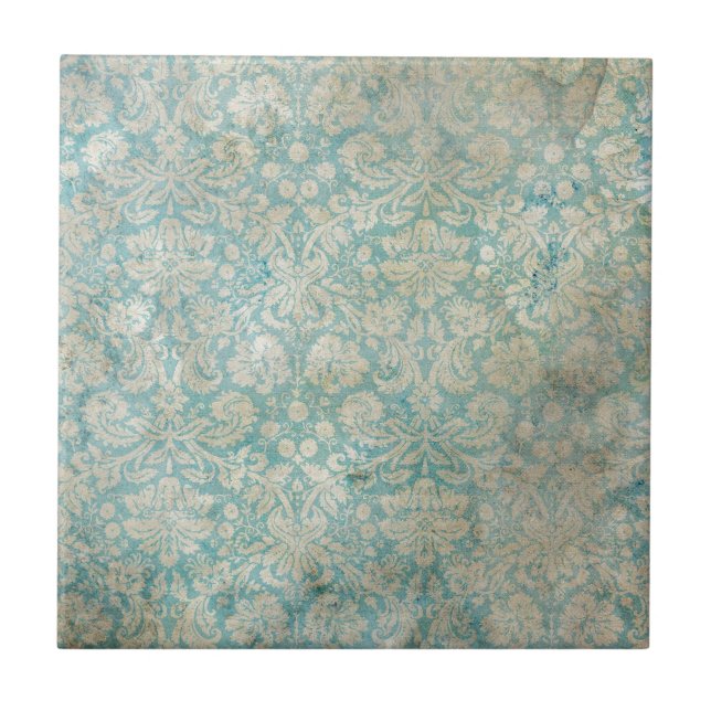 Dirty aqua vintage wallpaper tile (Front)