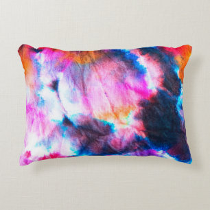 Dirty art. Bright red, lilac, pink, yellow colors. Accent Pillow