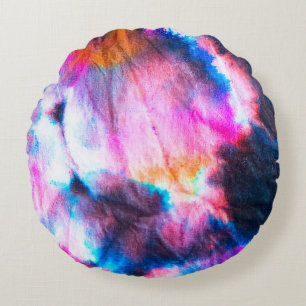 Dirty art. Bright red, lilac, pink, yellow colours Round Pillow