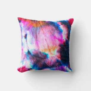 Dirty art. Bright red, lilac, pink, yellow colours Throw Pillow