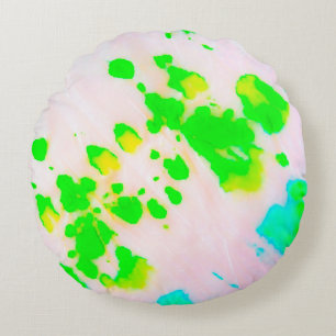 Dirty Art Graffiti. Abstract Decorative Sunny Ikat Round Pillow