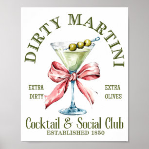 Dirty Bachelorette Martini Tail Club Martini Drink Poster