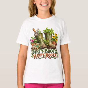 Dirty Boots Happy Roots Gardening T-Shirt