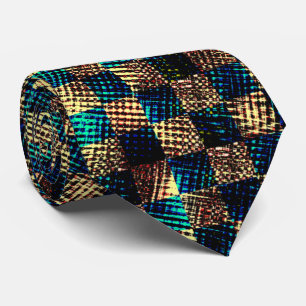 Dirty chess and scratched effect, blue and yellow tie