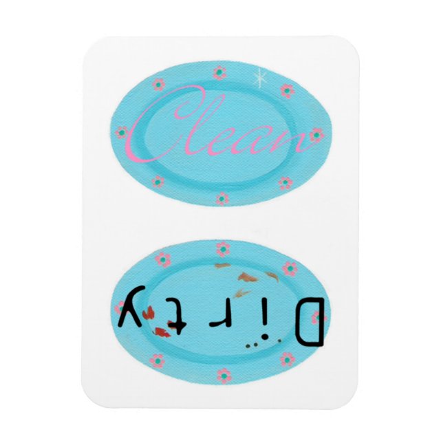 Dirty Clean Blue Plates Dishwasher Magnets (Vertical)