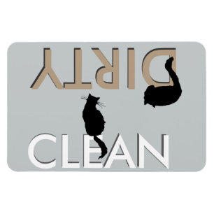 Dirty-Clean Cat Dishwasher Magnet - LG
