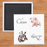 Dirty Clean Dishwasher Magnet Pig Farm Animal<br><div class="desc">This design was created though digital art. It may be personalized in the area provide or customizing by choosing the click to customize further option and changing the name, initials or words. You may also change the text colour and style or delete the text for an image only design. Contact...</div>