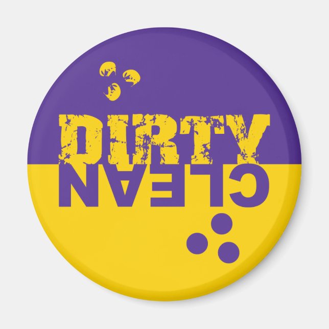 Dirty/Clean Dishwasher Magnet Purple and Yellow (Front)