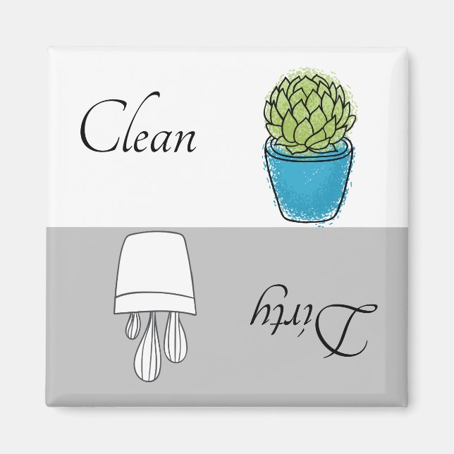 Dirty Clean Dishwasher Magnet Succulent Plant (Front)