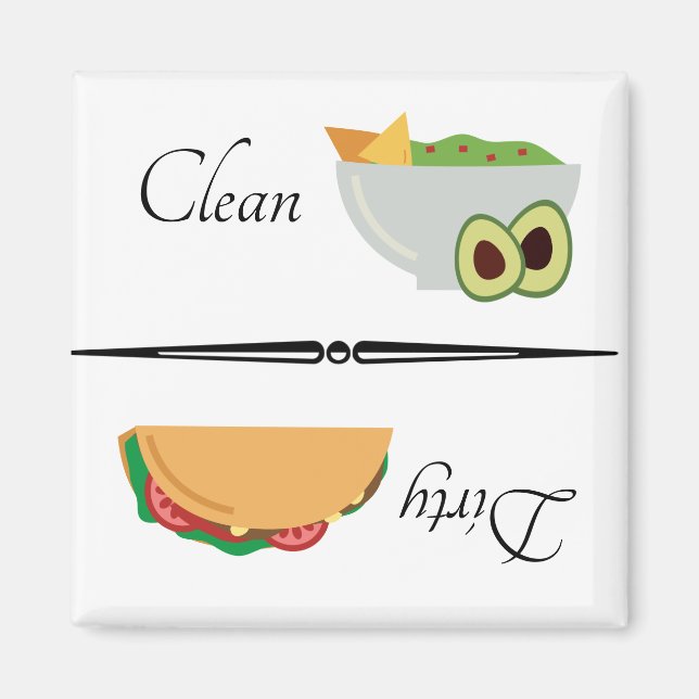 Dirty Clean Dishwasher Magnet Taco Avocado (Front)