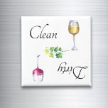 Dirty Clean Dishwasher Magnet Wine Red White<br><div class="desc">This design was created though digital art. It may be personalized in the area provide or customizing by choosing the click to customize further option and changing the name, initials or words. You may also change the text colour and style or delete the text for an image only design. Contact...</div>