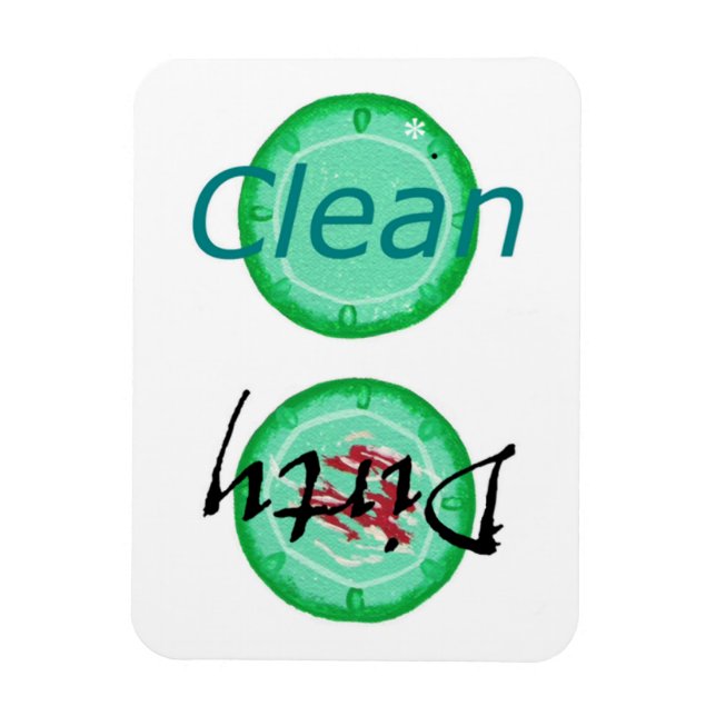 Dirty Clean Green Plates Dishwasher Magnets (Vertical)