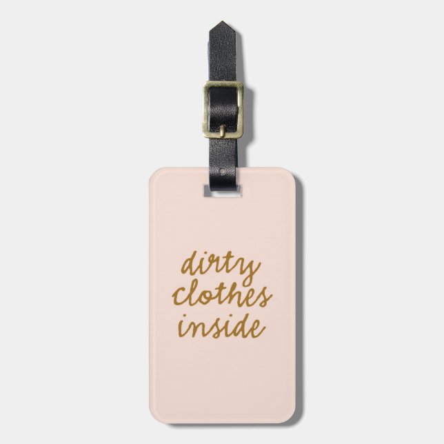 Dirty Clothes Inside Peach Luggage Tag (Front Vertical)