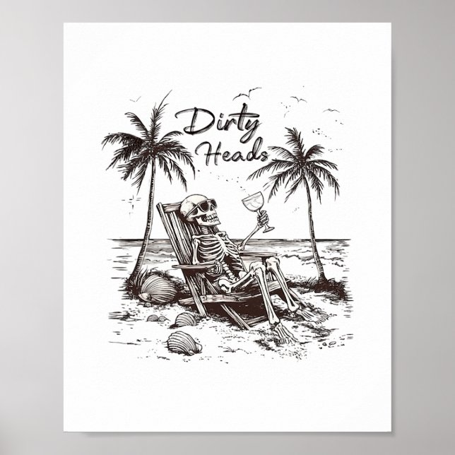Dirty Heads Skeleton Sunset Beach Vibes Aesthetic  Poster (Front)