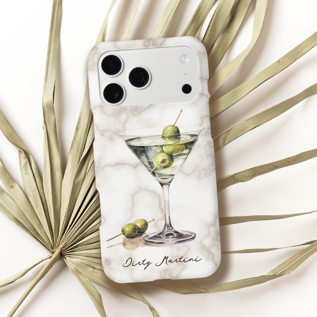 Dirty Martini Cocktail on Beige Marble Pattern (Creator Uploaded)