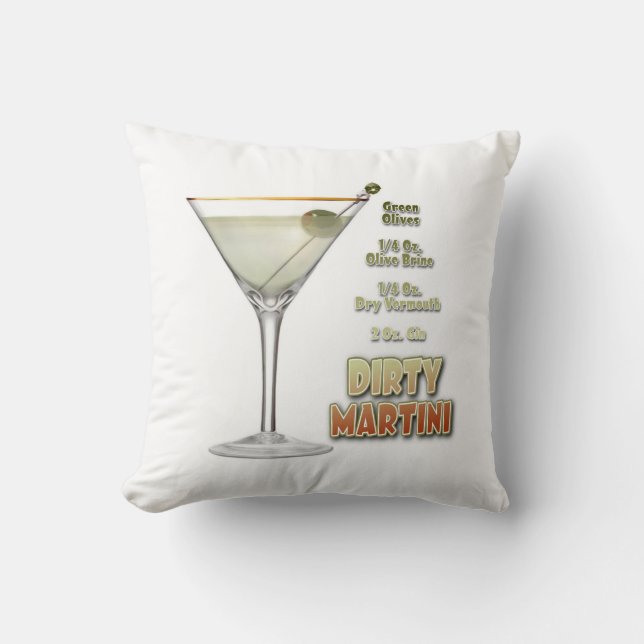 Dirty Martini Cocktail Recipe Art Throw Pillow (Front)