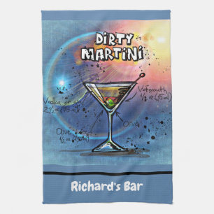 Dirty Martini Recipe Personalized Custom Bar Kitchen Towel
