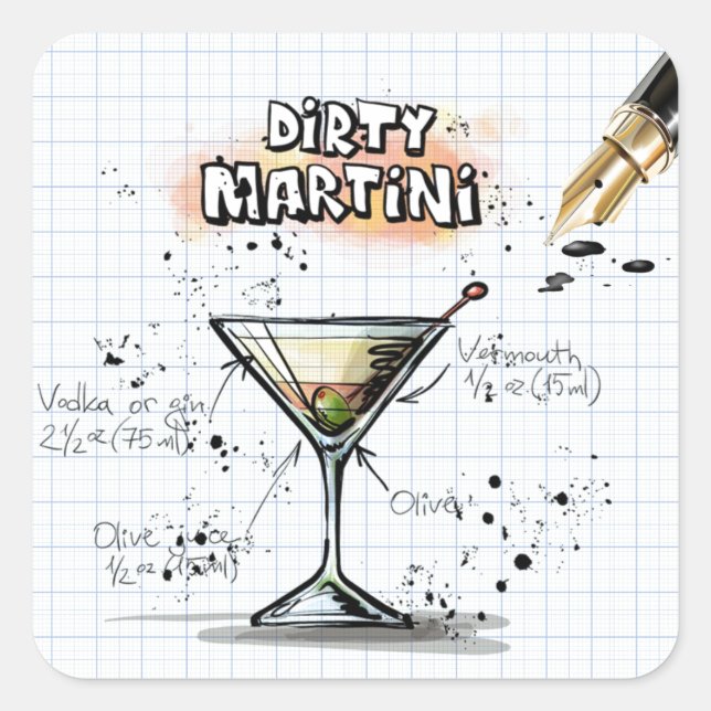 Dirty Martini Square Sticker (Front)