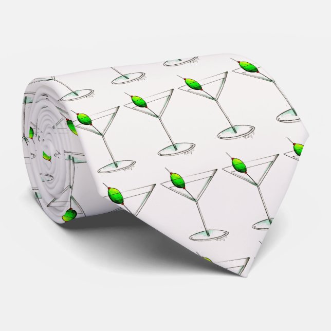 Dirty Martini w/ Olive Cocktail Glass Drinking Tie (Rolled)