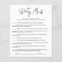Dirty Minds | Bridal Shower Game