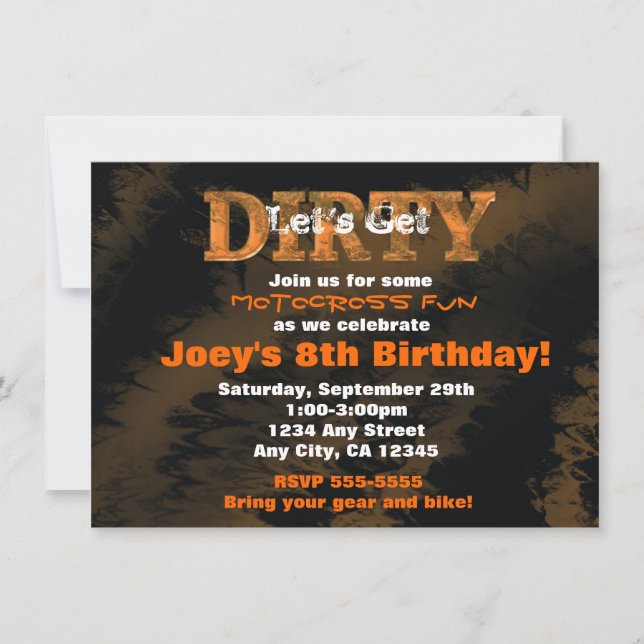 Dirty Mud Run Race Motocross Racing Invitation (Front)