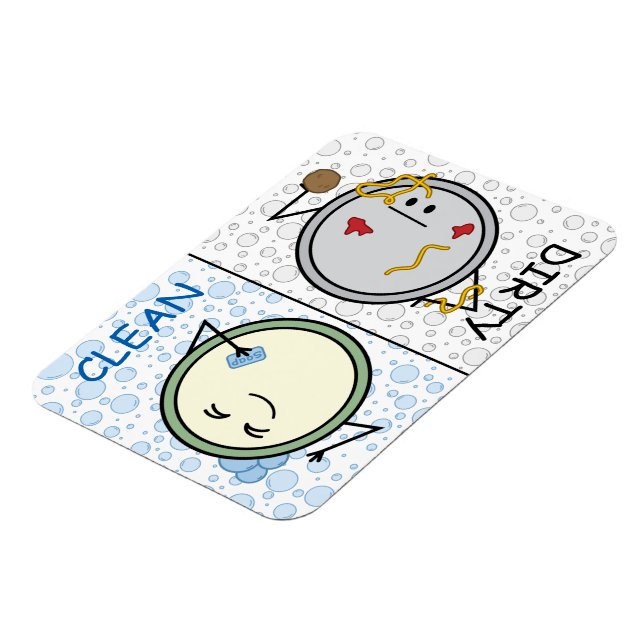 Dirty or Clean - Dishwasher Status Cartoon Plates Magnet (Left Side)
