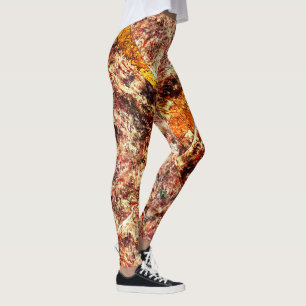Dirty or rusty disorganized layers on brown marble leggings