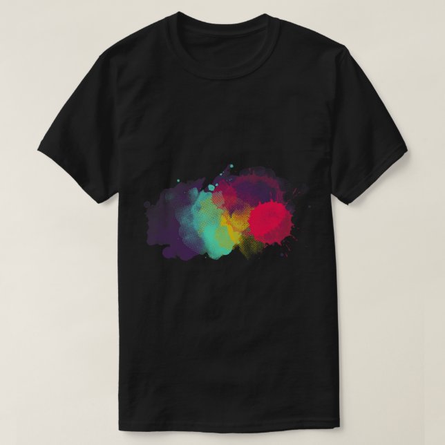 Dirty Paint Splatter Rainbow Abstract For Artist P T-Shirt (Design Front)