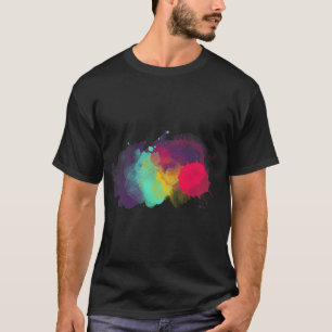 Dirty Paint Splatter Rainbow Abstract For Artist P T-Shirt