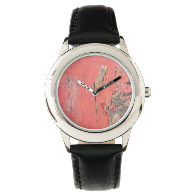 Dirty Peeling Red Paint on Barn Wood Watch (Front)