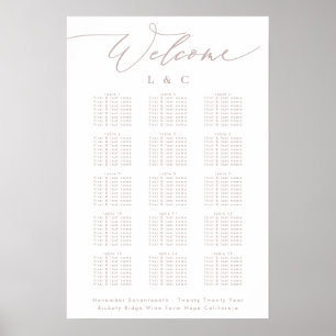 Dirty Pink Taupe Wedding Welcome Seating Chart