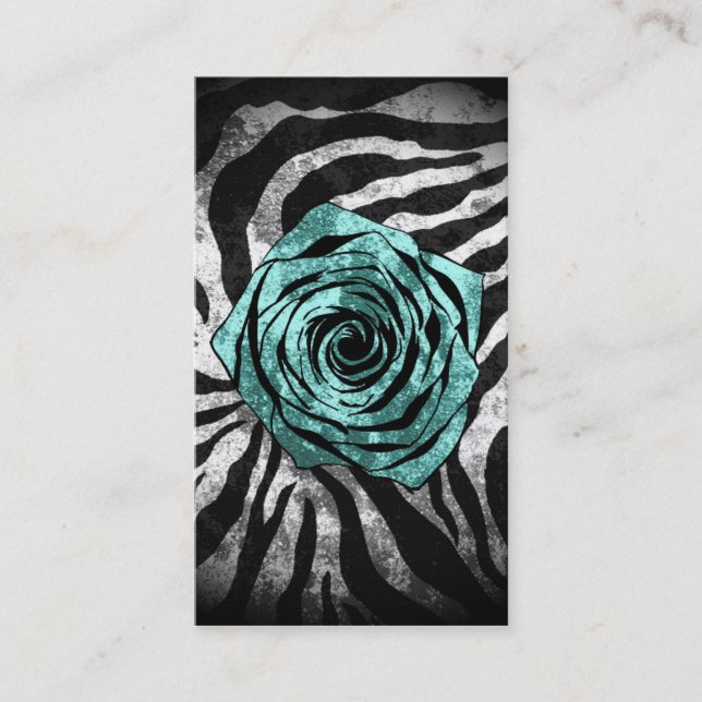 Dirty Rose- Zebra Aqua Business Card (Front)