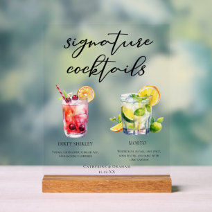 Dirty Shirley Mojito Signature Wedding Cocktails Acrylic Sign