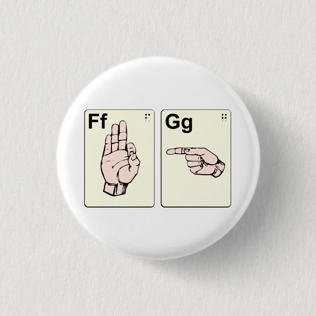 Dirty Sign Language Flash Cards 1 Inch Round Button (Front)