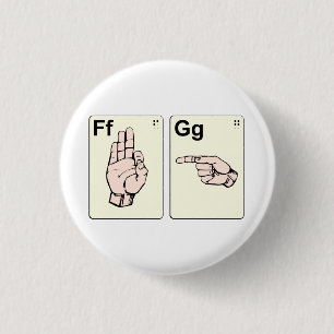 Dirty Sign Language Flash Cards 1 Inch Round Button