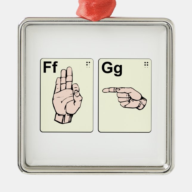 Dirty Sign Language Flash Cards Metal Ornament (Front)