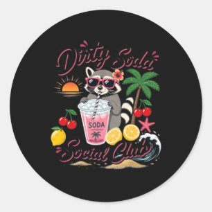 Dirty Soda Social Club Raccoon Summer Vacation Classic Round Sticker