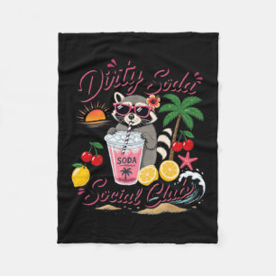 Dirty Soda Social Club Raccoon Summer Vacation Fleece Blanket