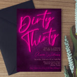 Dirty Thirty - 30th Birthday Invitation<br><div class="desc">Minimalist invitation with Neon lights design and Fuschia Pink colour were used on the the title to give the invitation a tantalizing look with dark violet granite like texture on the background to match.</div>