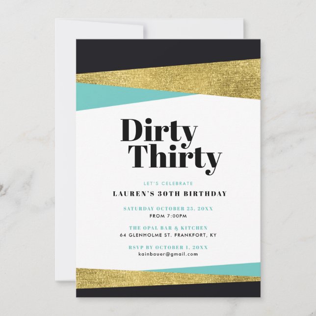 Dirty Thirty 30th Birthday Party Invitation (Front)