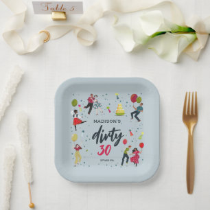 Dirty Thirty 30th Birthday Party Invitation Paper Plate