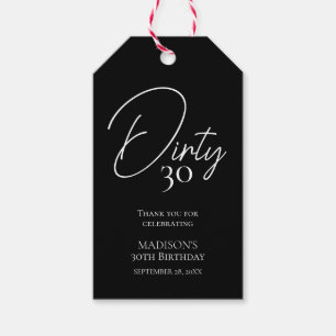 Dirty Thirty 30th Black & White Birthday Gift Tags